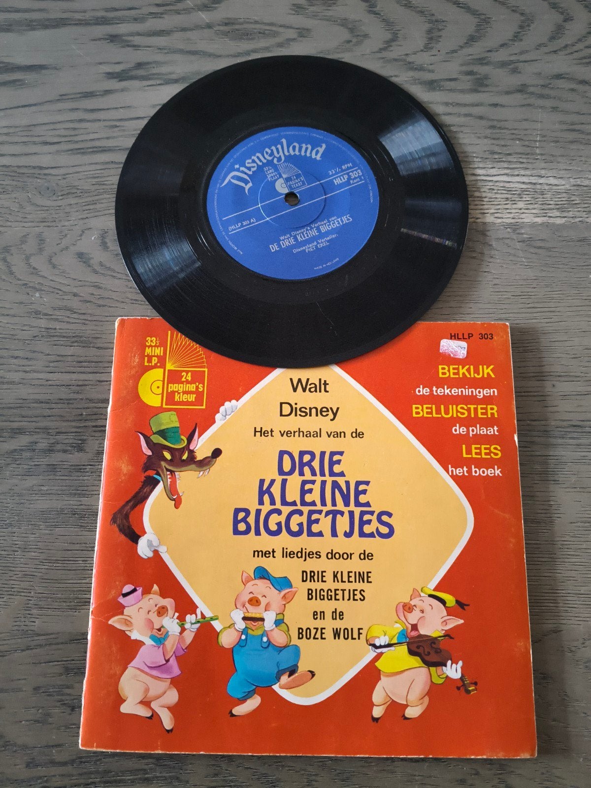 Walt Disney - Drie Kleine Biggetjes boek met plaat, Ophalen of Verzenden