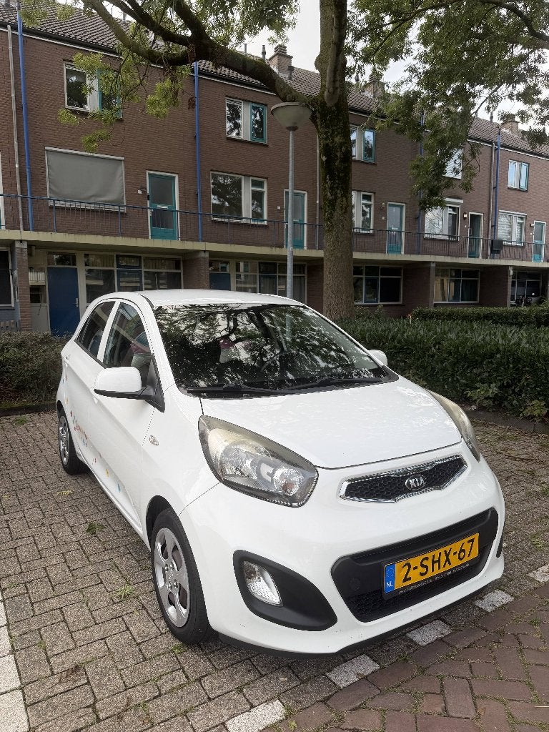 Kia Picanto 1.0 Cvvt 5-DRS 2013 Wit, Auto's, Voorwielaandrijving, Euro 5, Stof, Zwart