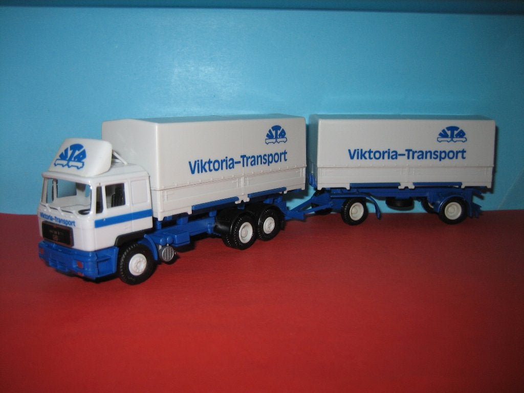 Victoria  MAN combi met afzet-bakken  Herpa, Ophalen of Verzenden, Zo goed als nieuw, Bus of Vrachtwagen, Herpa