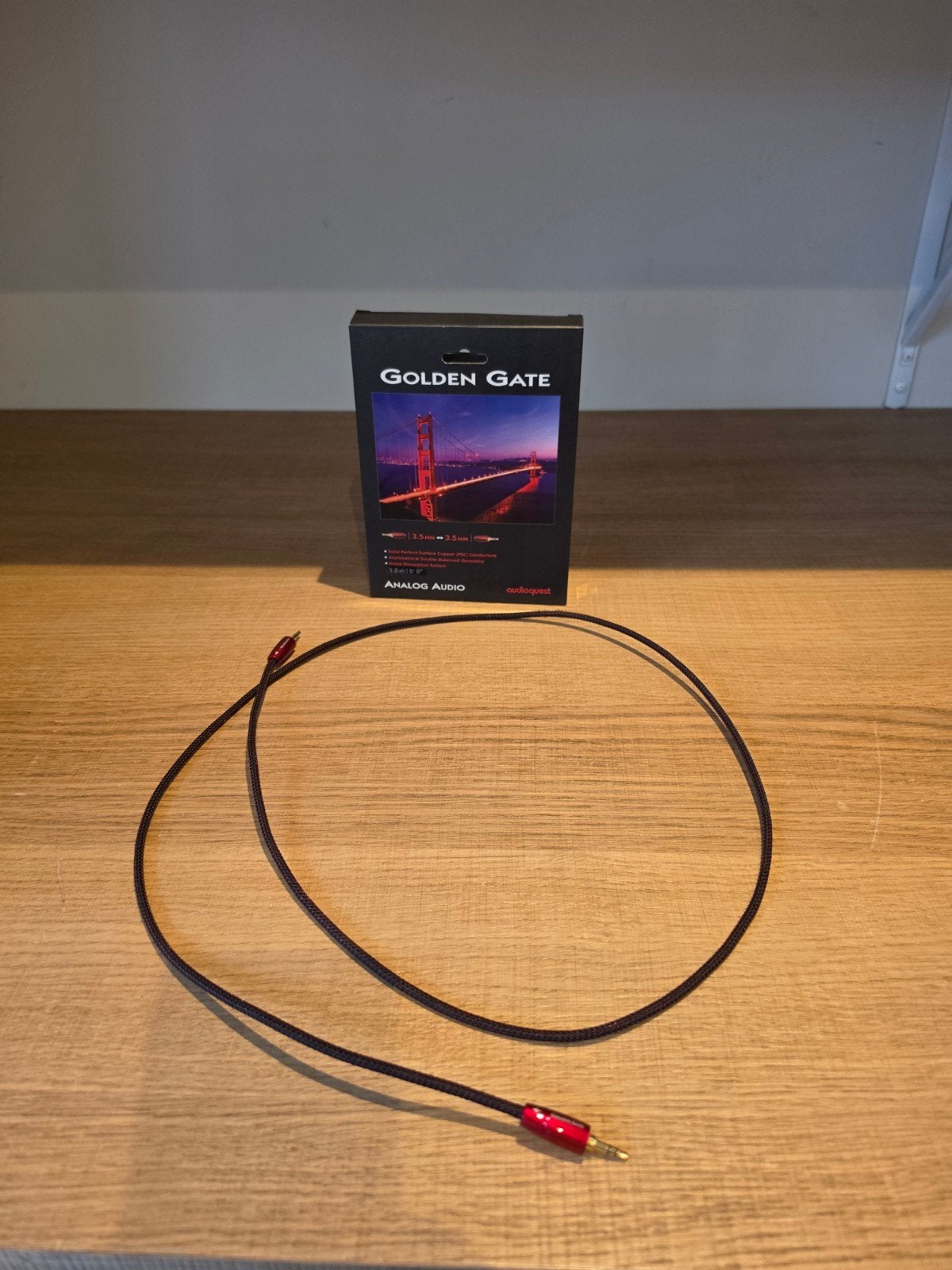 AudioQuest Golden Gate 3.5mm naar 3.5mm audiokabel 1.5m, Ophalen of Verzenden, Zo goed als nieuw, Minder dan 2 meter, Interlink-kabel