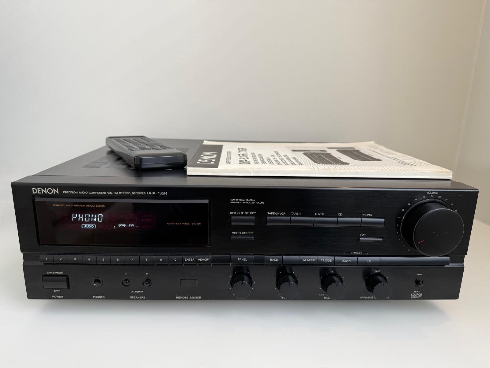 Denon DRA-735R stereo receiver met RC-136 afstandsbediening, Audio, Tv en Foto, Versterkers en Receivers, Ophalen of Verzenden