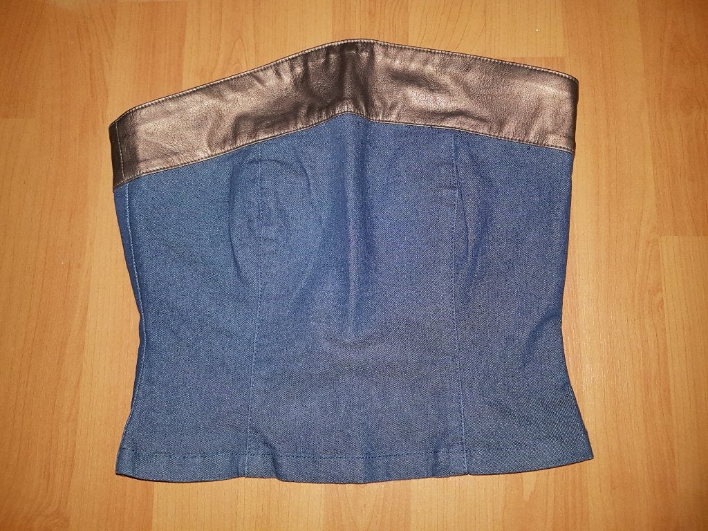 Strapless spijkertop van Peter Golding - disco - UK8 EU34 XS, Blauw, Peter Golding, Ophalen of Verzenden, Zo goed als nieuw