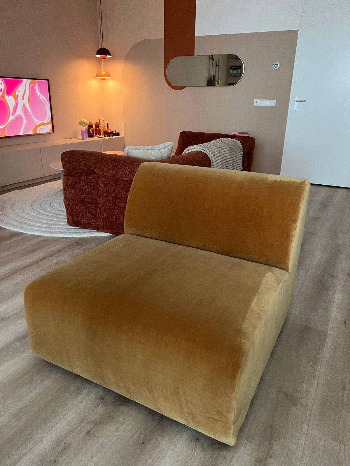 HkLiving Jax couch Midden element - Okergeel, Ophalen, Gebruikt, Overige kleuren, Eén