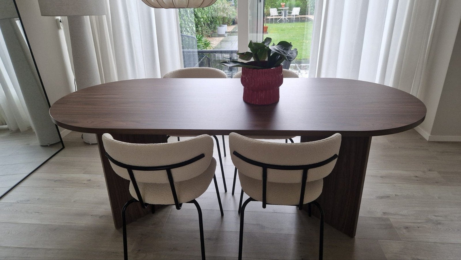 Moderne eethoek met 4 stoelen, Ophalen, Zo goed als nieuw, Rechthoekig, 50 tot 100 cm