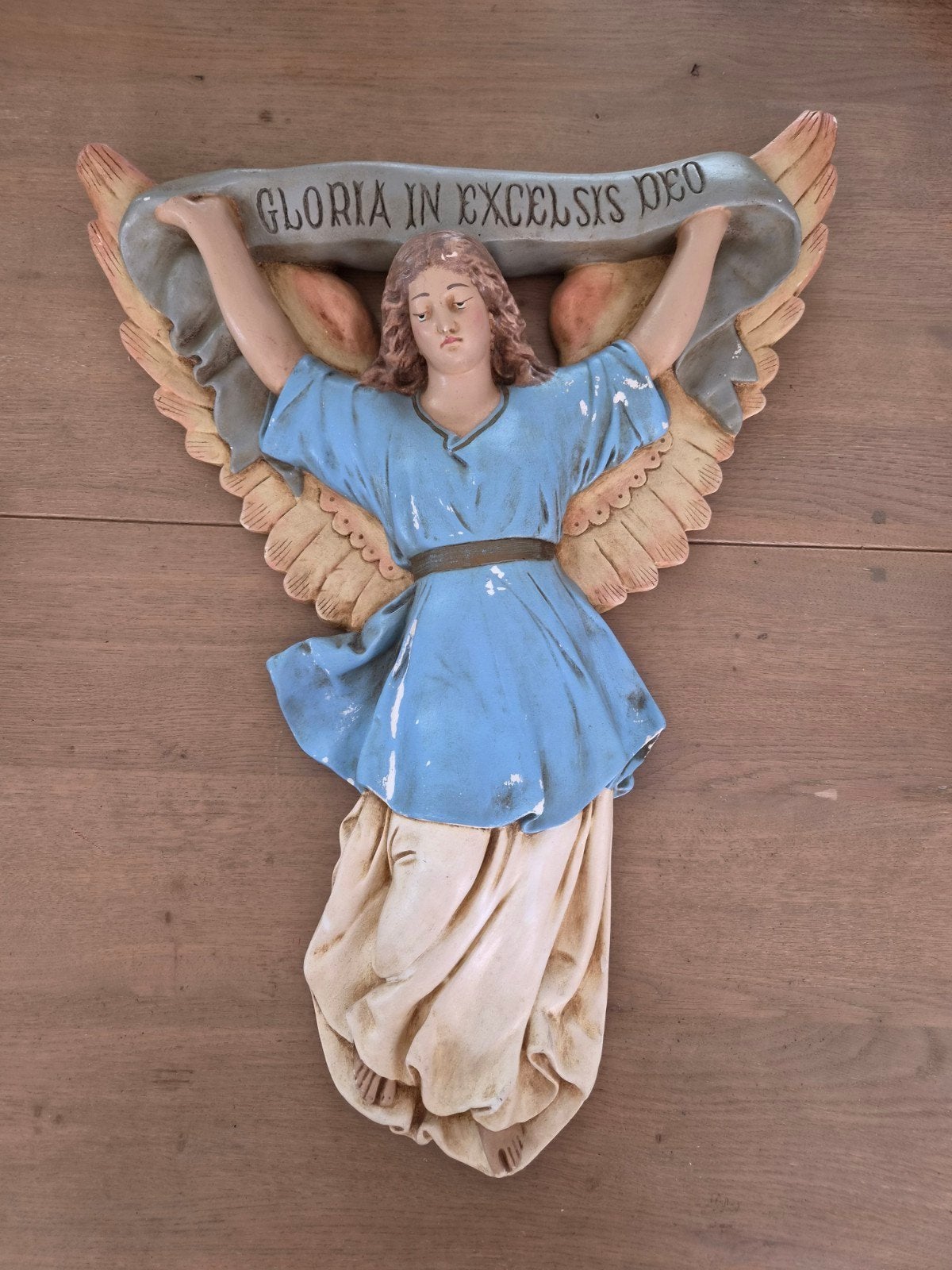 Brocante gipsen engel - wanddecoratie, Ophalen, Beeld(je)