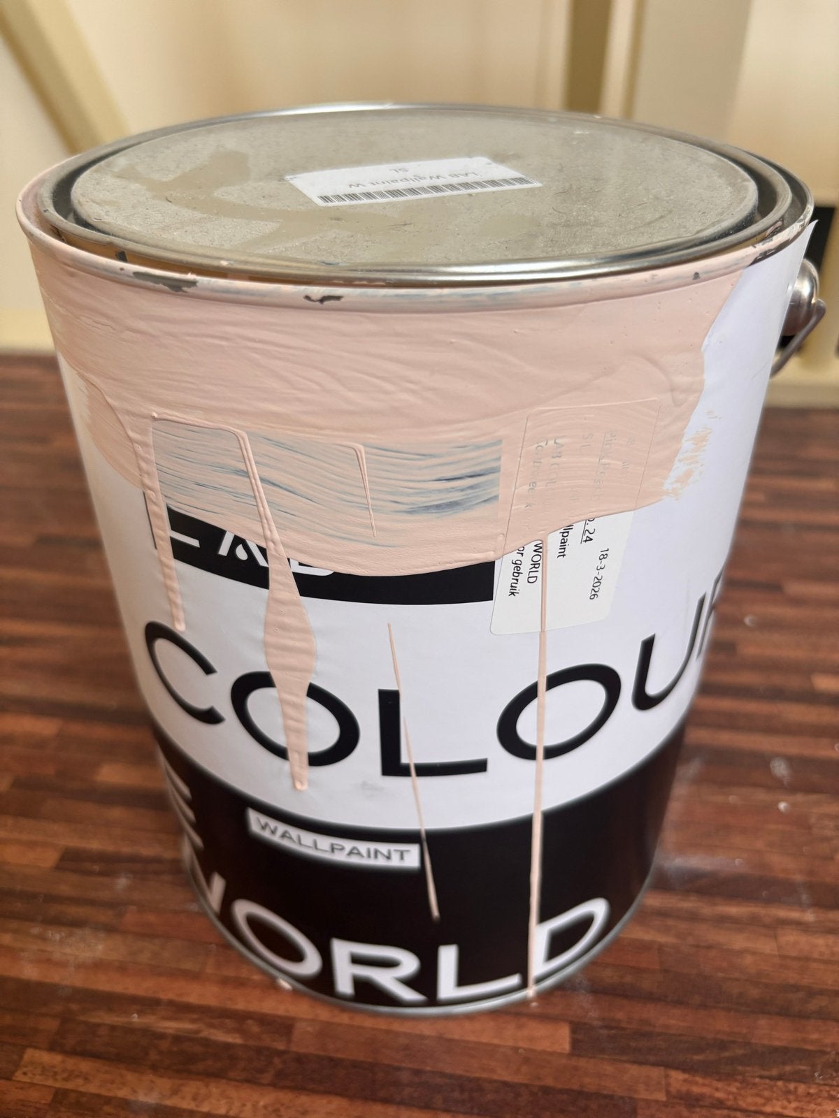 LAB Wallpaint Pink Peach - 3 liter muurverf, Gebruikt, Ophalen of Verzenden, Verf, Roze