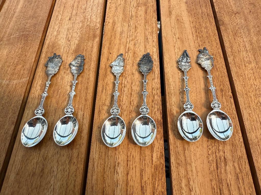 Lepelset Nederlandse schepen - 6 lepels, Antiek en Kunst, Ophalen of Verzenden