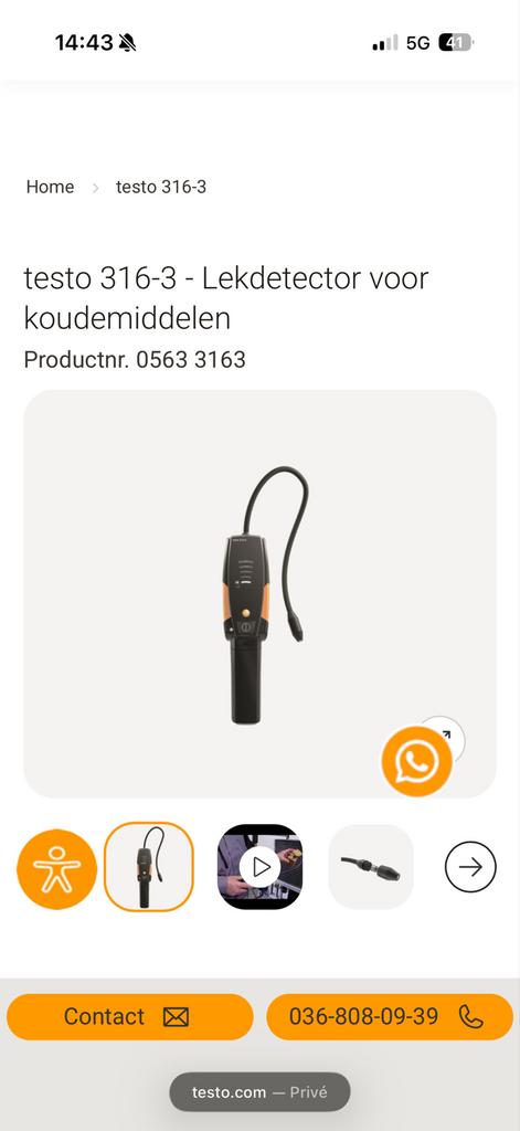 Testo 316-3 Lekdetector voor koudemiddelen, Ophalen of Verzenden, Nieuw