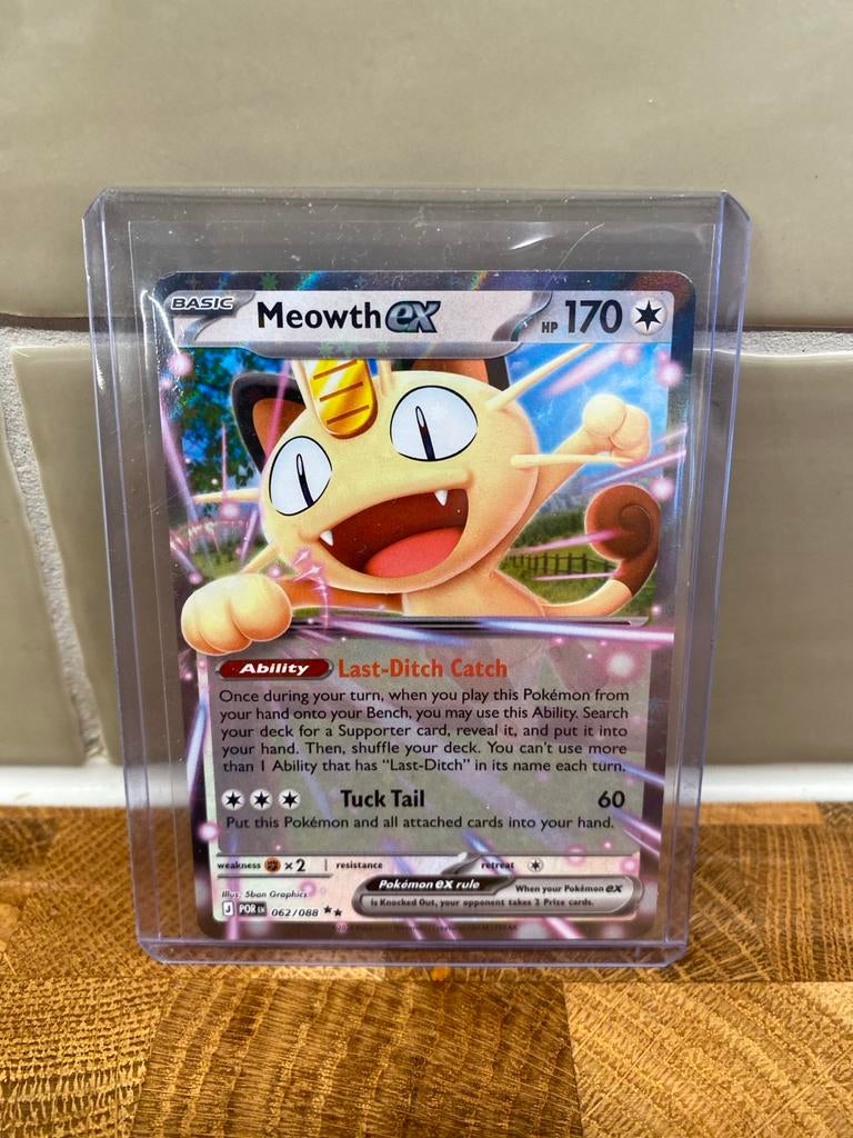 Meowth EX Pokémon Kaart - Full Art 062/088, Ophalen of Verzenden, Zo goed als nieuw, Losse kaart