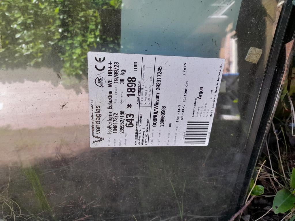 2 nooit gebruikte HR++ dubbel gelaagd slagvaste thermophane., Doe-het-zelf en Verbouw, Glas en Ramen, Gevelraam of Ruit, Nieuw