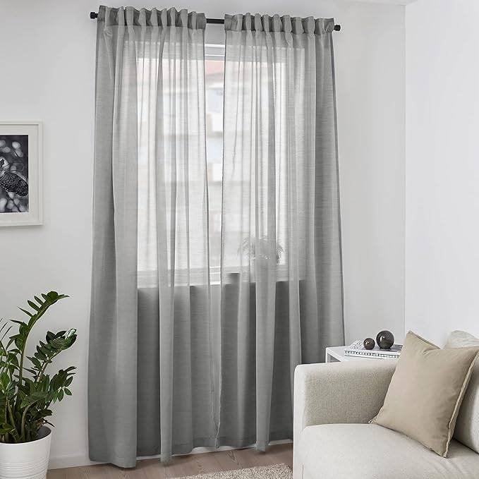 IKEA HILJA Gordijnen (1 paar) – Grijs – 145x300 cm, Ophalen, 100 tot 150 cm, 200 cm of meer, Zo goed als nieuw