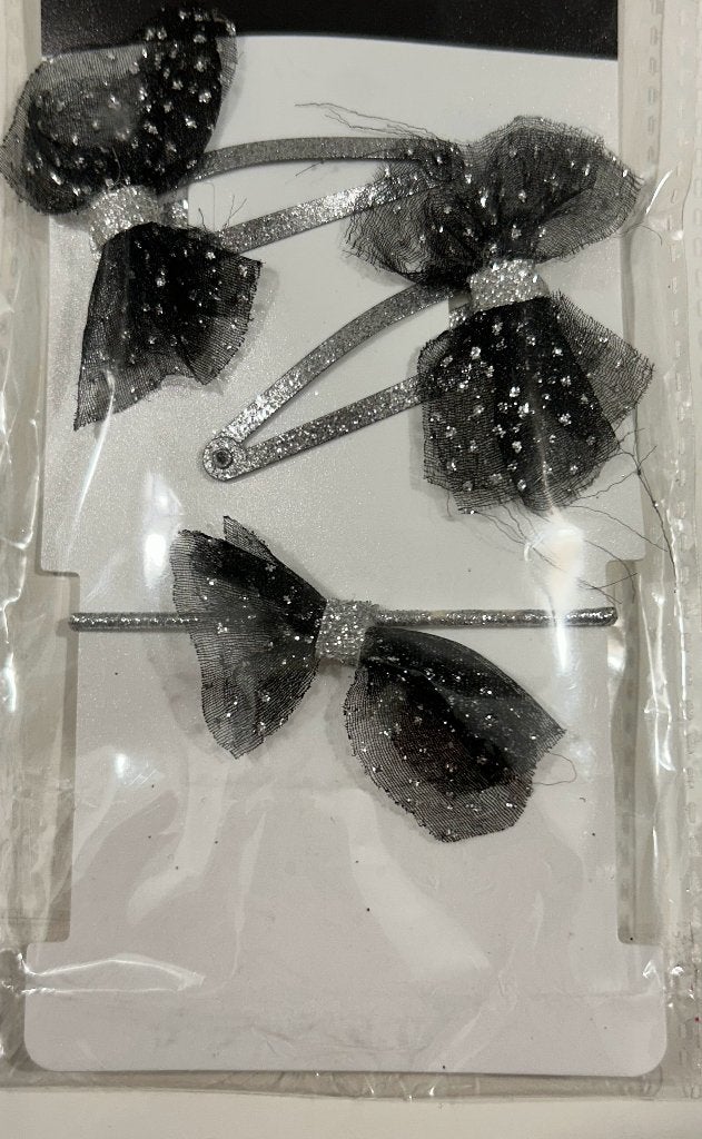 3 zwart-zilveren haaraccessoires, Ophalen of Verzenden, Nieuw, Haarelastiek, Zwart