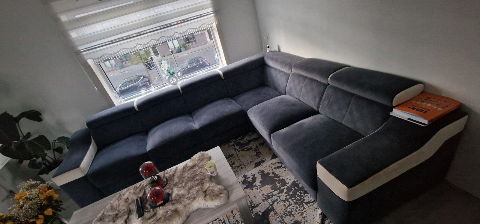 Comfortabele Hoekbank - Grijs Stof, Ophalen, 250 tot 300 cm, Gebruikt, Modern en comfortabel