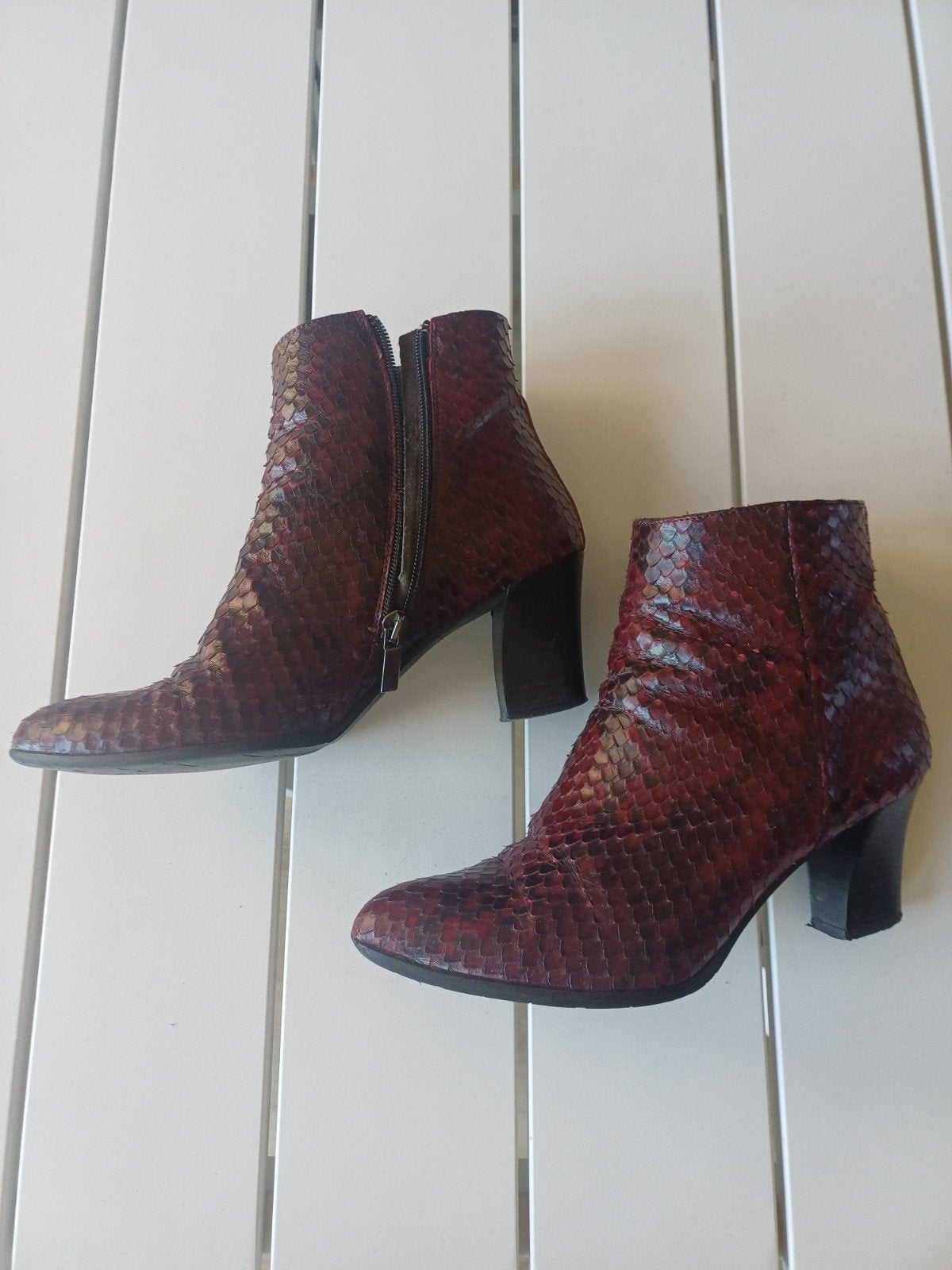 Perlato Echt Leren Enkellaarsjes - Bordeauxrood, Kleding | Dames, Schoenen, Lage of Enkellaarzen, Ophalen of Verzenden, Perlato