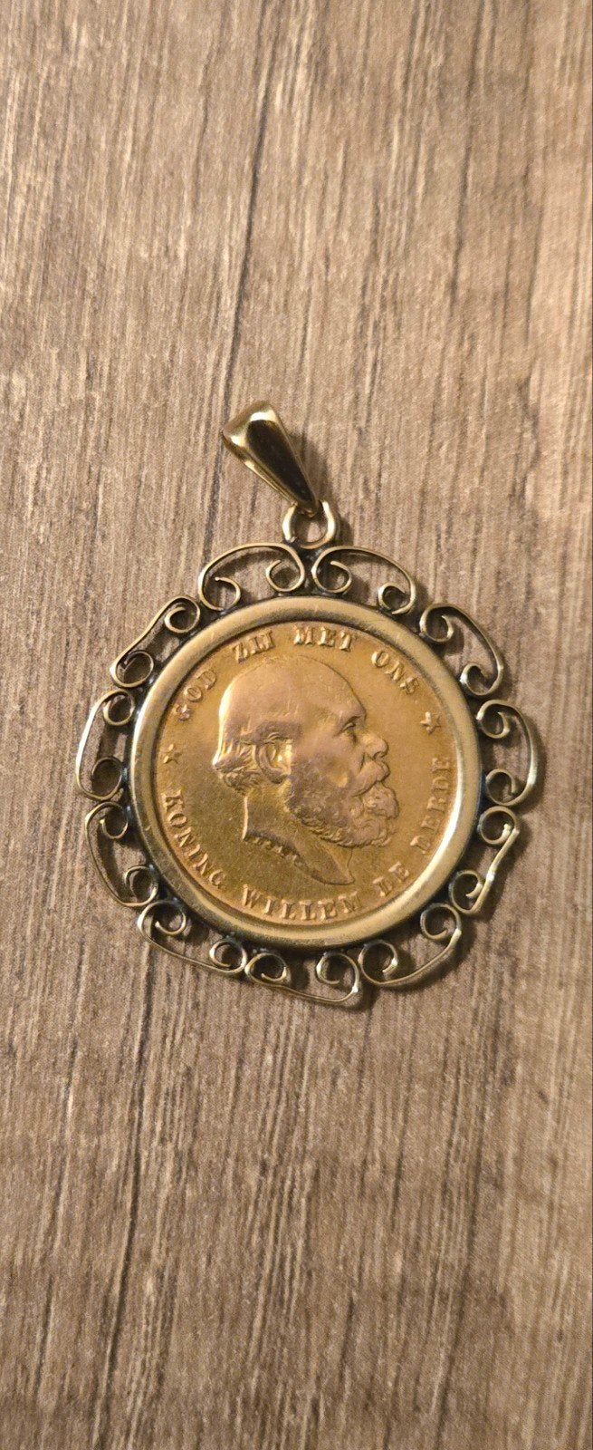 Gouden Hanger met Koning Willem III 10 Gulden Munt, Ophalen, Goud, Hanger