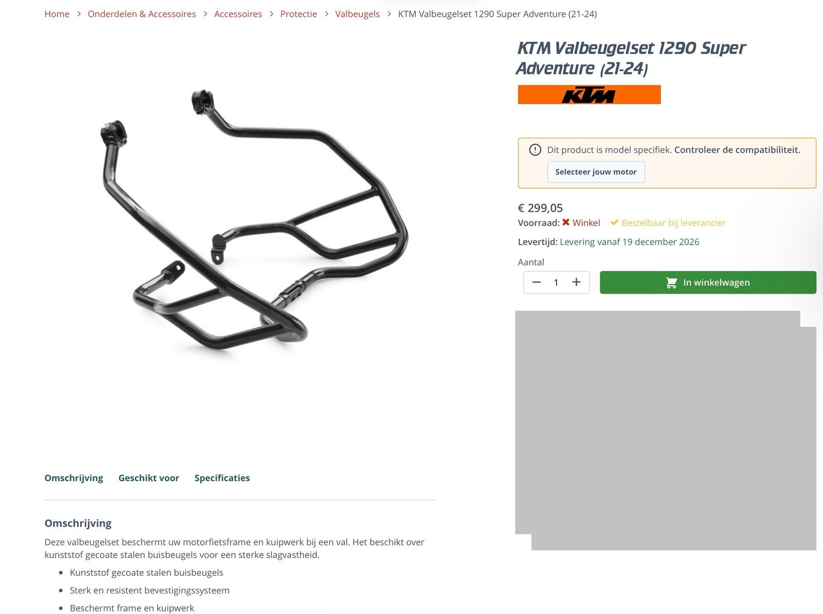 KTM 1290 super adventure valbeugels origineel, Ophalen of Verzenden, Nieuw