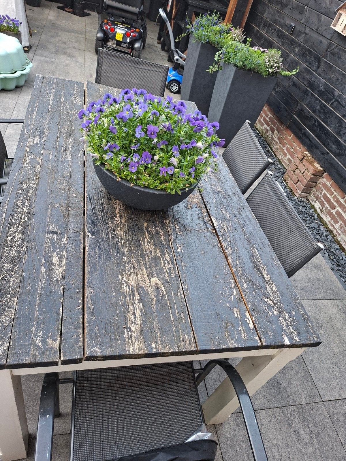 Robuuste houten tuintafel - opknapper, Tuin en Terras, Tuintafels, Gebruikt, Rechthoekig, Hout, Ophalen