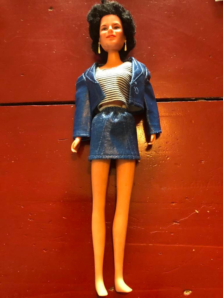 Petra barbie pop in blauw leren outfit geen mattel., Ophalen, Gebruikt, Fashion Doll
