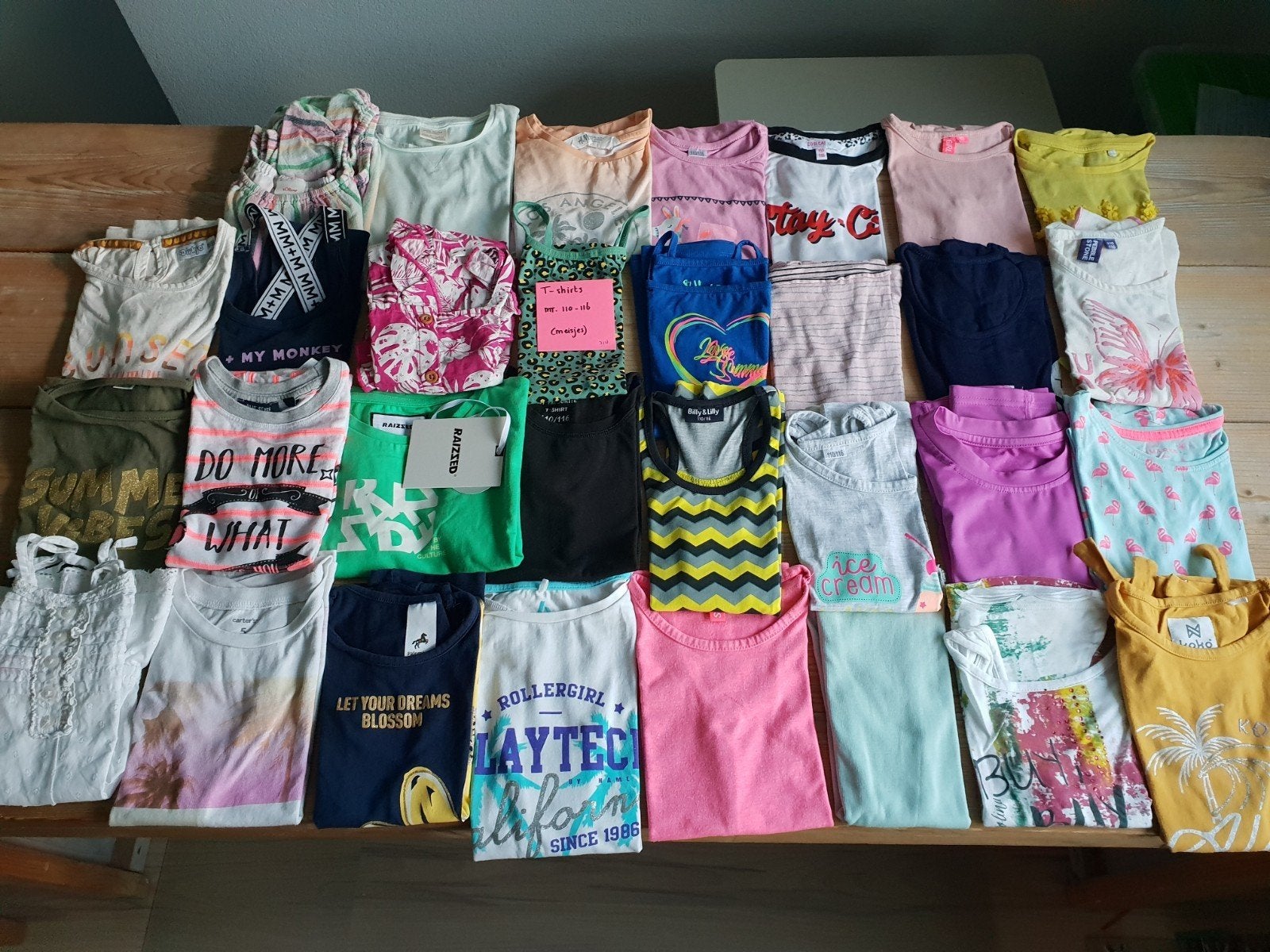 T-shirts mt. 110-116 (meisjes) 31 stuks., Ophalen of Verzenden, Gebruikt, Meisje, Shirt of Longsleeve