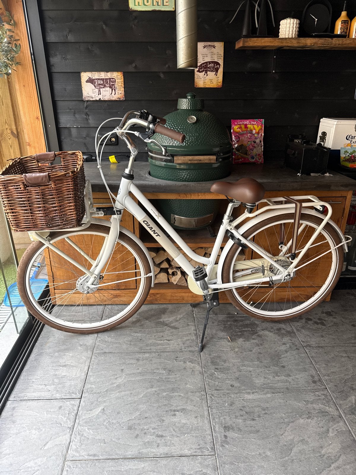 Giant Damesfiets met Mand, Fietsen en Brommers, Ophalen, Gebruikt, Velgrem, 47 tot 50 cm