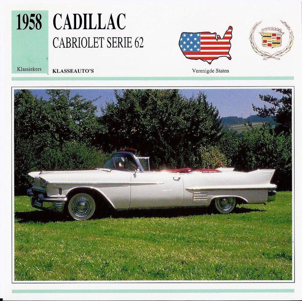 F301 autokaart cadillac cabriolet serie 62, Ophalen of Verzenden, Zo goed als nieuw, Auto's