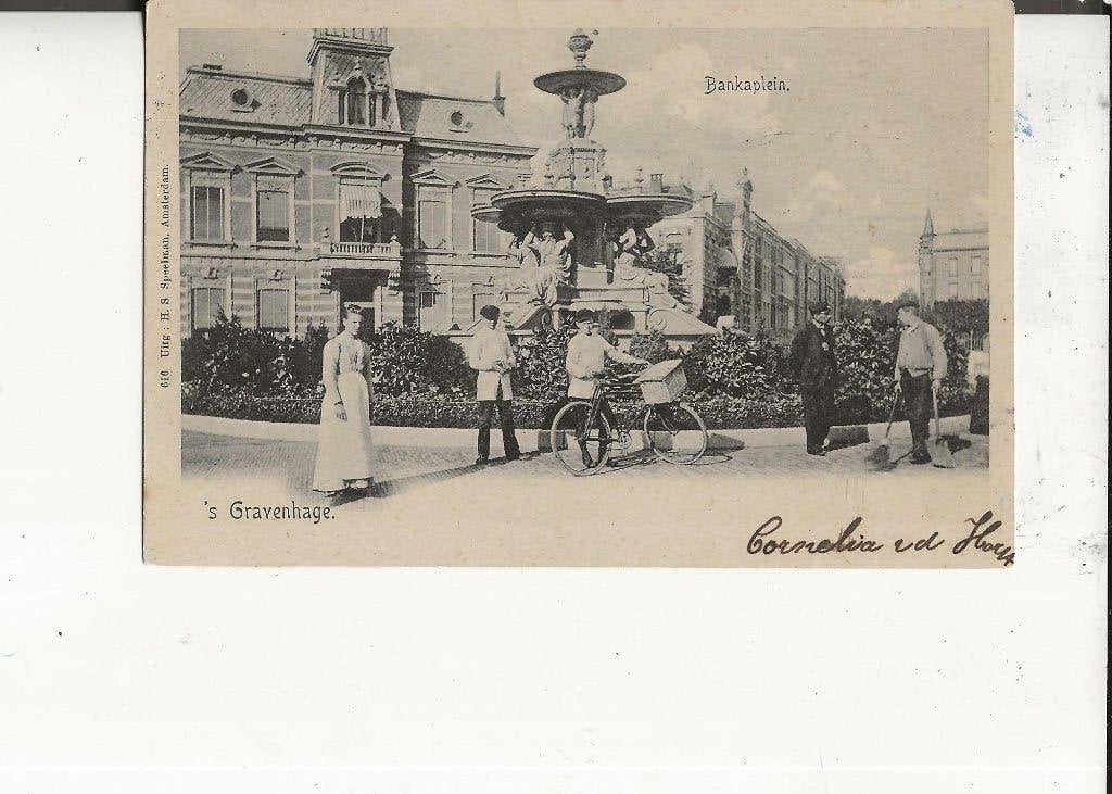Den Haag Bankaplein met straatveger 20 febr 1903 H Speelman, Ophalen of Verzenden, Voor 1920, Gelopen, Zuid-Holland