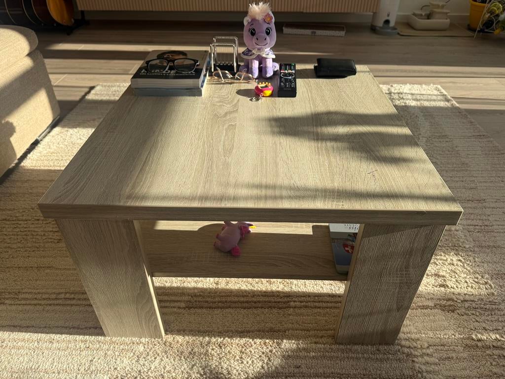 Salontafel, Eikenhout, 50 tot 100 cm, Vierkant, Zo goed als nieuw