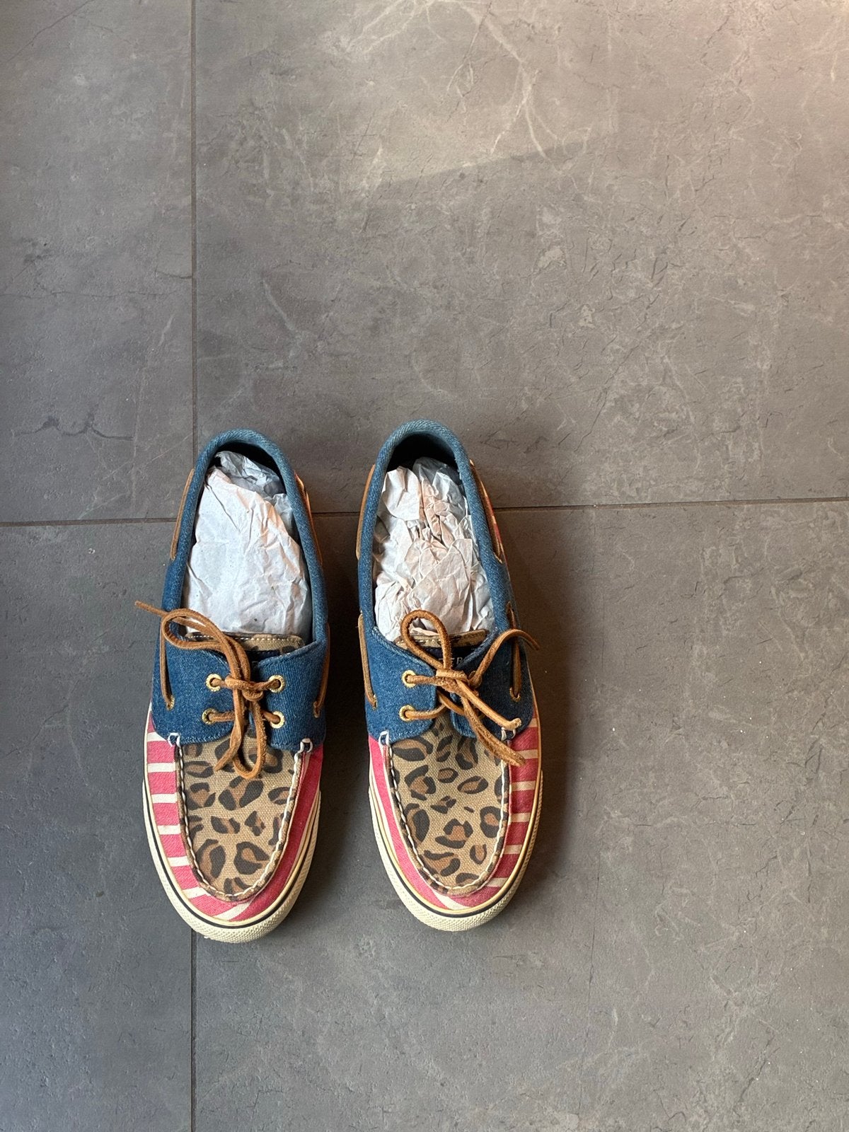 Sperry Top-Sider instappers met dierenprint en strepen, Ophalen of Verzenden, Gedragen, Blauw, Instappers
