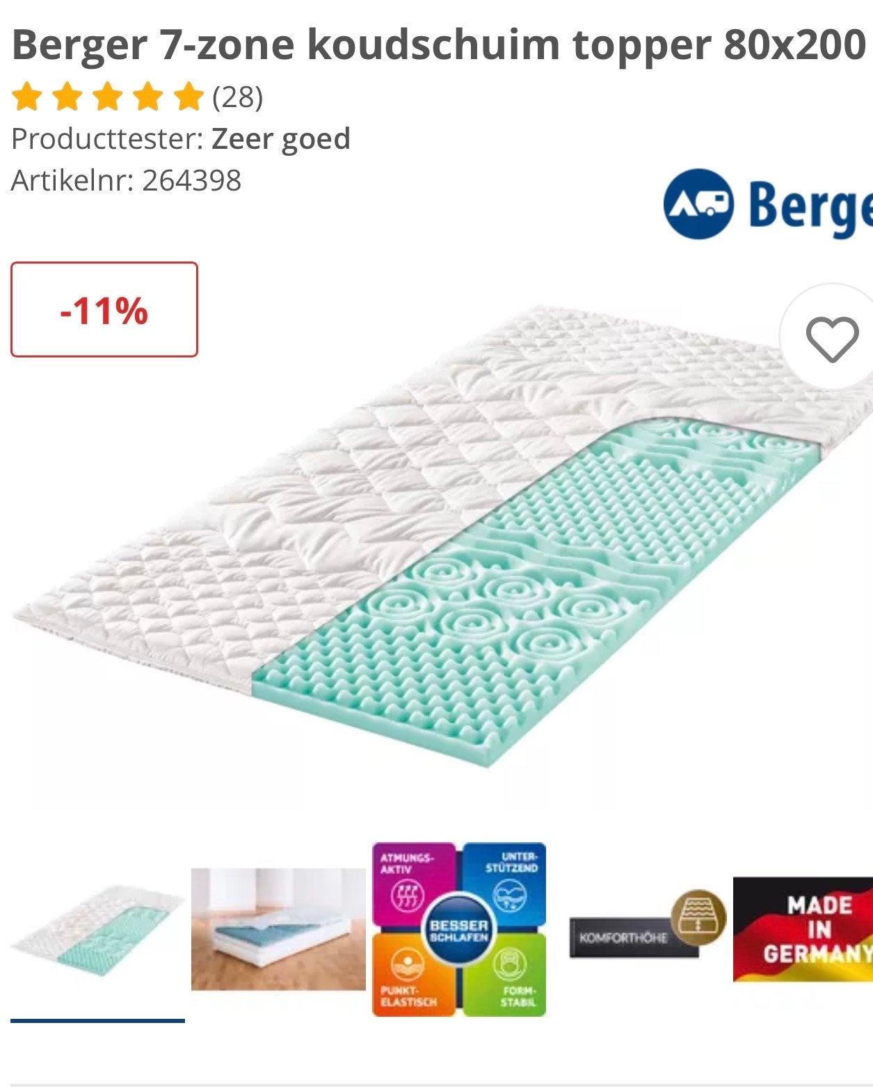 2 Koudschuim Toppers met Wasbare Tijk, Ophalen of Verzenden, Zo goed als nieuw, 80 cm, Matras