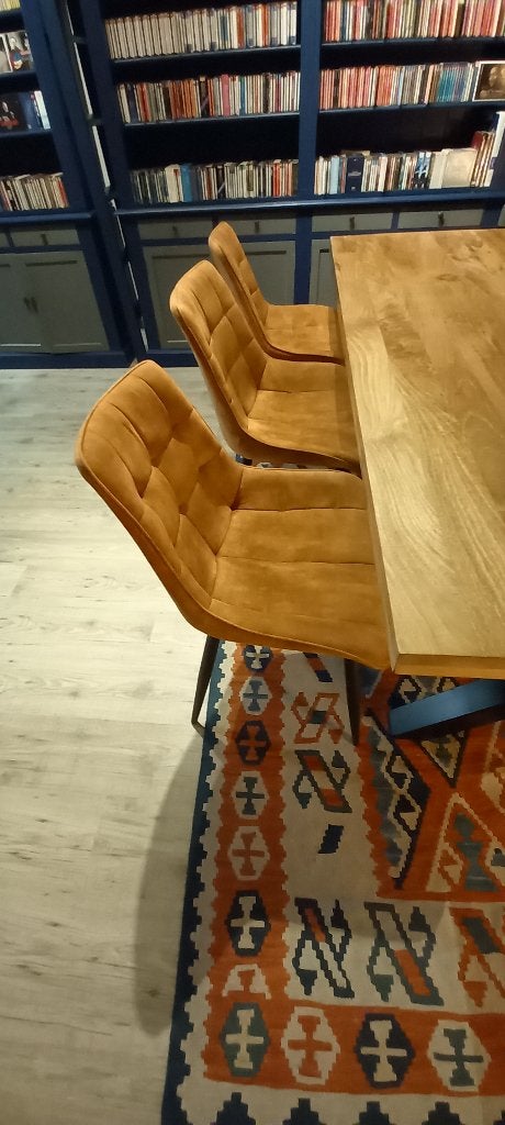 Eettafel, stoelen en bankje, Gebruikt, Design, Ophalen, Hout