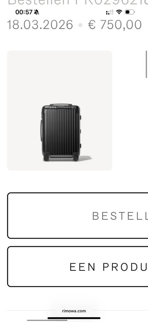 Rimowa Koffer Mat Zwart Nieuw met Factuur, 50 tot 60 cm, Ophalen of Verzenden, Metaal, 35 tot 45 cm