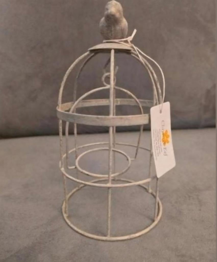 Decoratieve vogelkooi met vogel - Vintage stijl, Vintage, Nieuw, Ophalen of Verzenden, Metaal