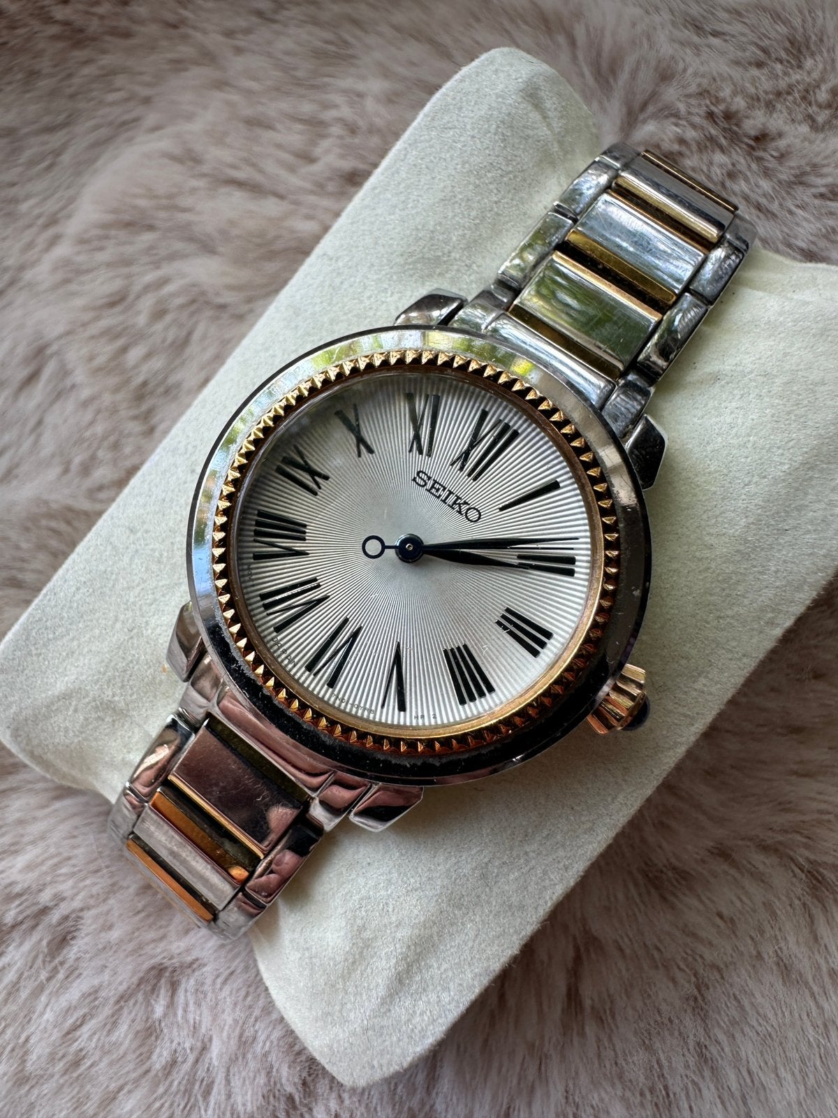 2015 Seiko Roman Dial Two-Tone Dameshorloge inclusief Doos, Verzenden, Zo goed als nieuw, Staal, Seiko