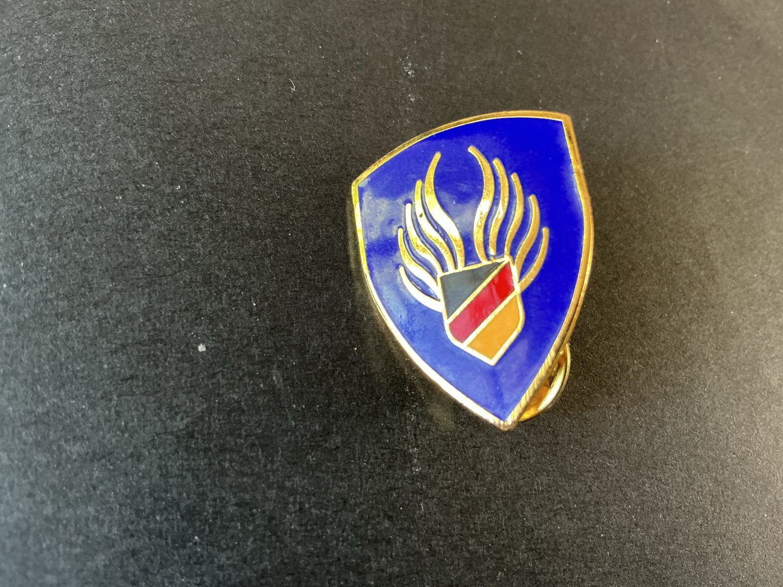 Vintage Duitse Bundeswehr Pin - Vlammen en Vlag, Verzenden, Zo goed als nieuw, Overige onderwerpen, Speldje of Pin