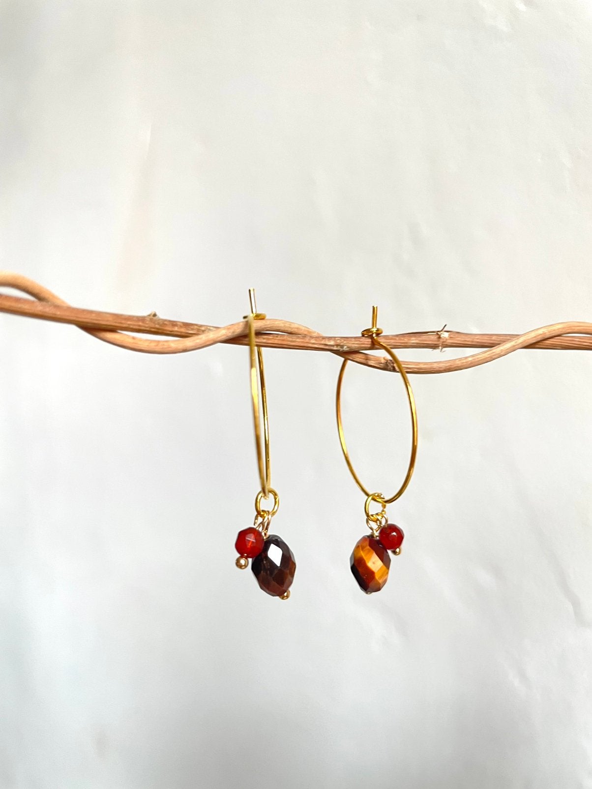 Oorbellen/ oorringen Tijgeroog, Hangers, Bruin, Nieuw, Ophalen of Verzenden