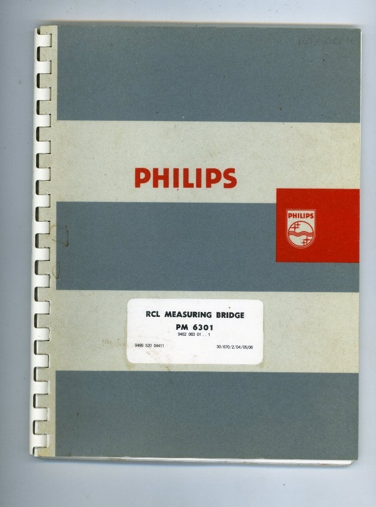 Gebruiksaanwijzing Philips RCL meetbrug PM-6301, Ophalen of Verzenden, Overige typen