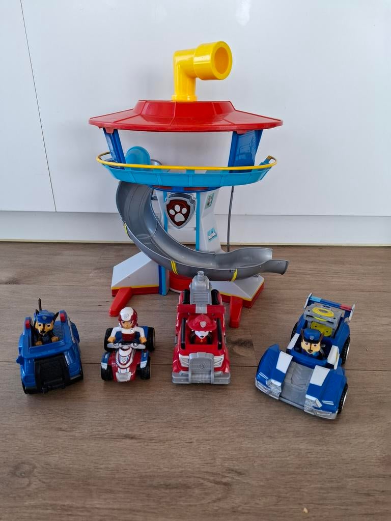 Paw Patrol Uitkijkpost met 4 Voertuigen en Figuren, Kinderen en Baby's, Speelgoed | Speelgoedvoertuigen, Gebruikt, Ophalen of Verzenden