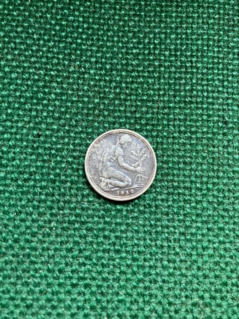 Duitse munten set: 50 Pfennig, 5 en 10 Deutsche Mark, Ophalen of Verzenden, Duitsland, Setje