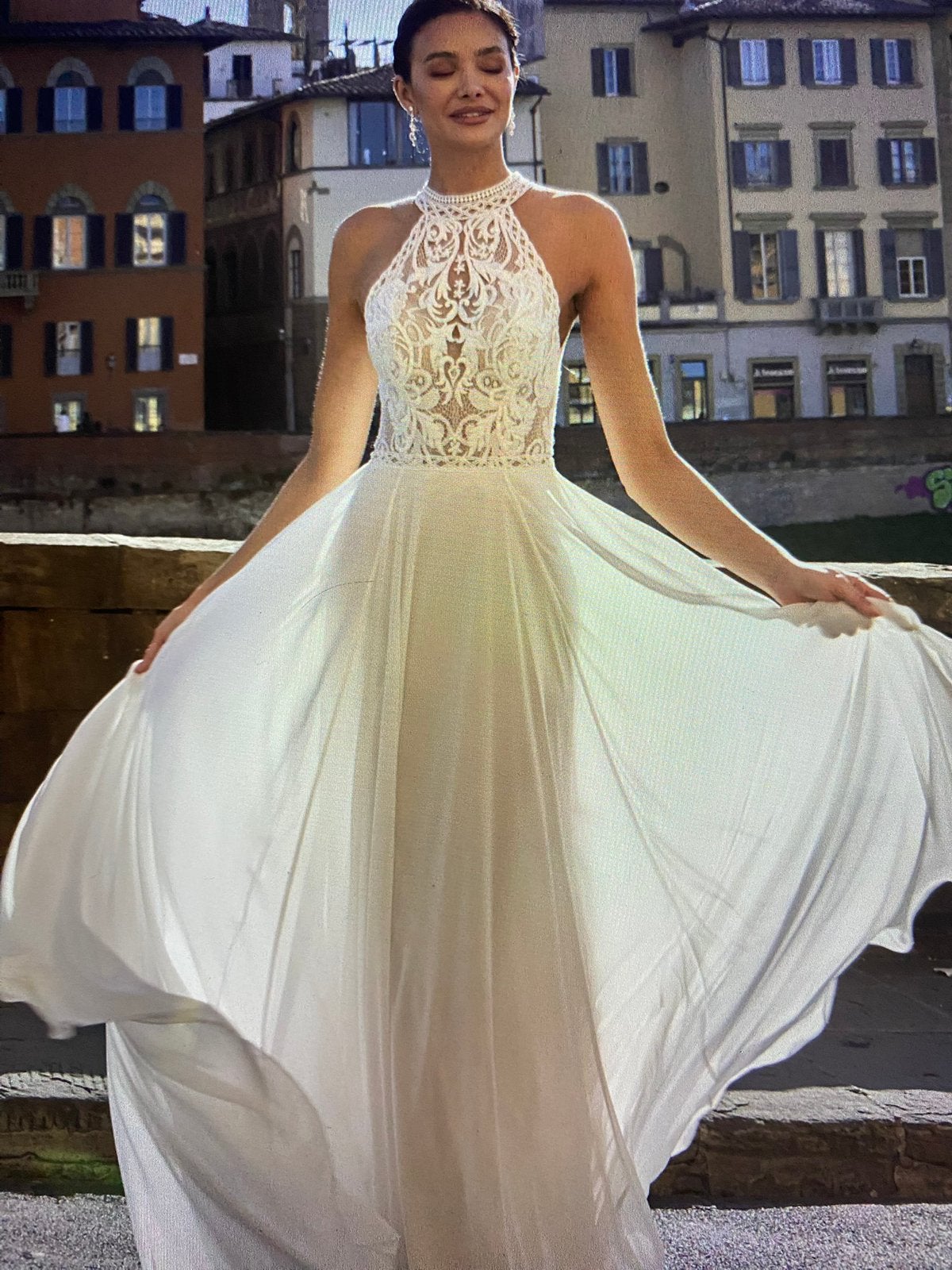 Nieuwe jurk! Halter met prachtige rug Maat 38,40,42,44, Ophalen, Nieuw, Blauw, Trouwjurk