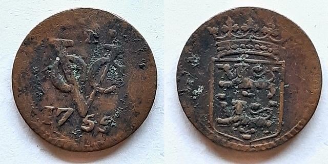 VOC Duit West Friesland 1755, Postzegels en Munten, Munten | Nederland, Verzenden, Vóór koninkrijk, Overige waardes
