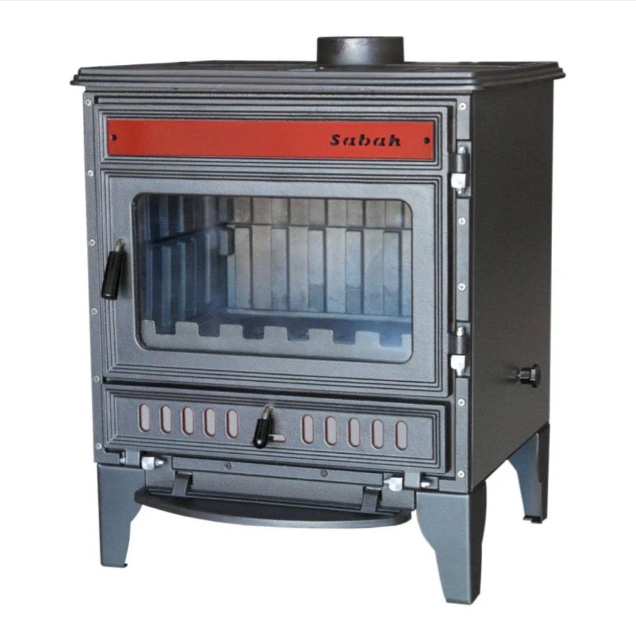 S106 Sabah Gietijzeren Houtkachel + Kachelpijpen, Ophalen, Minder dan 85 cm, Nieuw, 4 kookzones