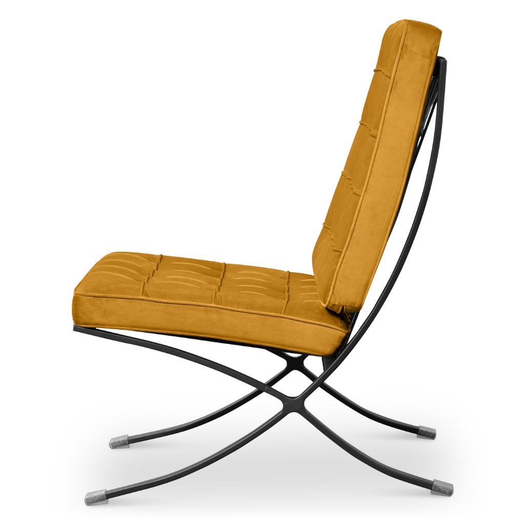 PaviljoenXL Fauteuil + Voetenbank | Oker Velvet | Uitverkoop, Ophalen, Info@caveldesign.com, Minder dan 75 cm, 7775PB
