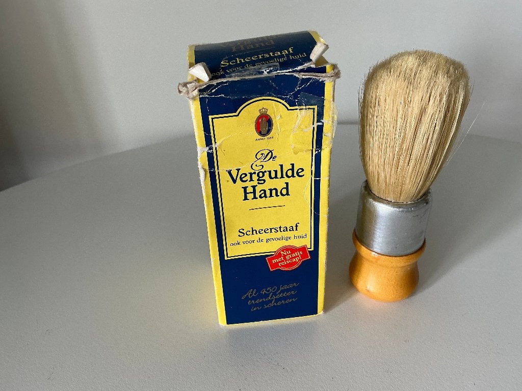 Vintage scheer set, kwast en scheerzeep, Ophalen of Verzenden