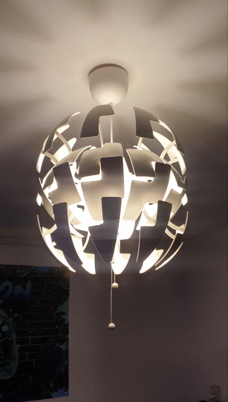 IKEA PS 2014 'Death Star' Lamp - Volledig Wit (35 cm), Ophalen, Zo goed als nieuw, Kunststof