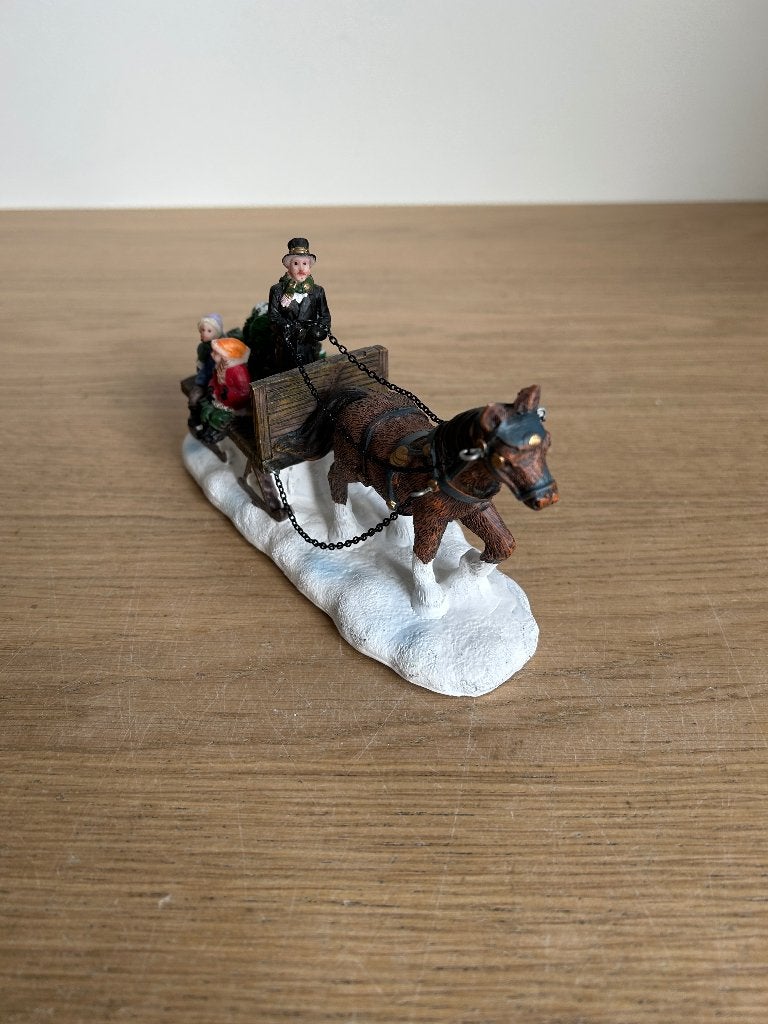 Kerstdorp Kerstslee Paard met wagen, Diversen, Ophalen of Verzenden, Zo goed als nieuw