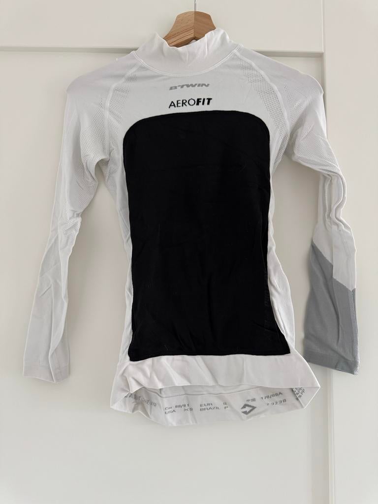 B'Twin Aerofit Thermoshirt - Wit/Zwart - Maat S, Kleding | Dames, Sportkleding, Gedragen, Hardlopen of Fietsen, Maat 36 (S), Wit