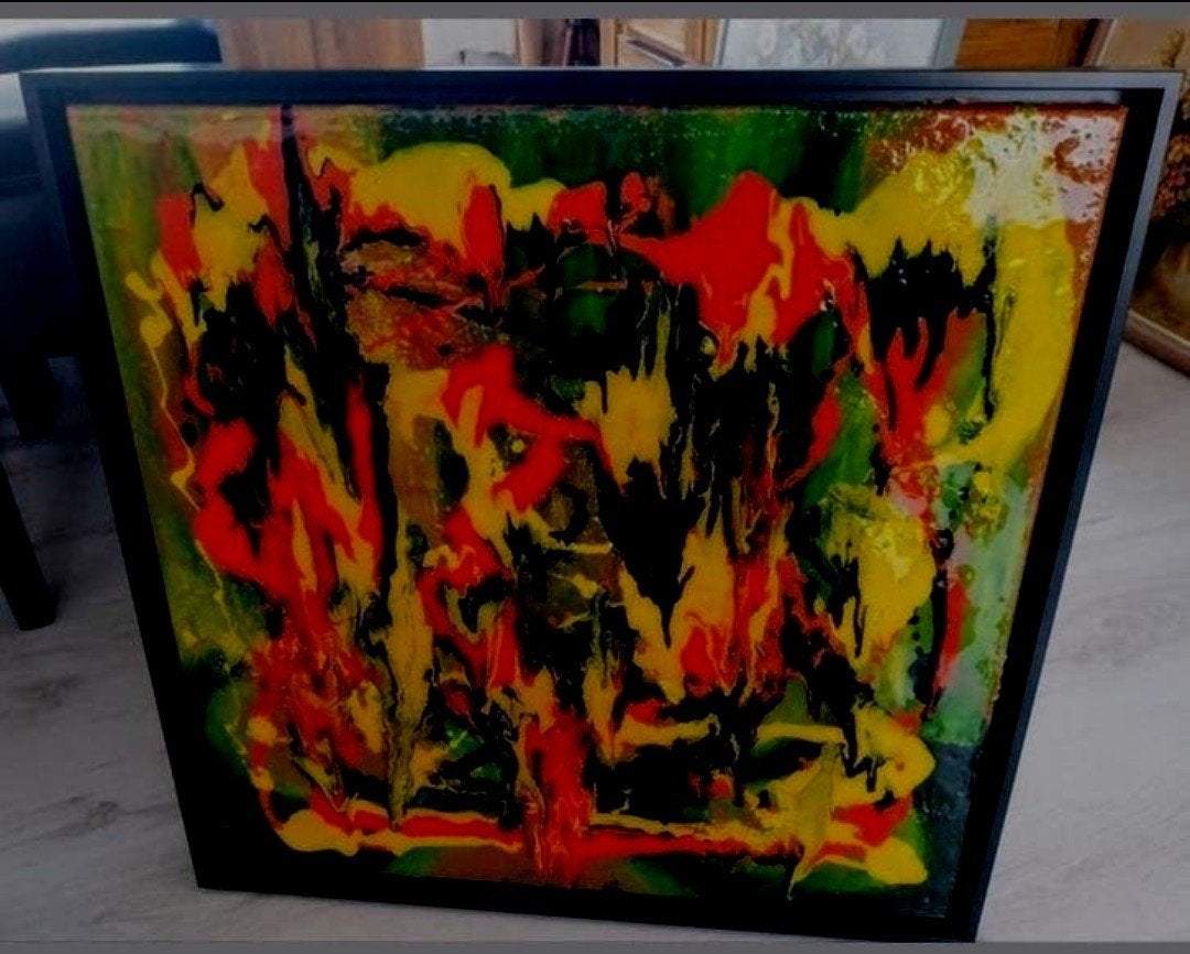 Abstract schilderij op doek - 64x64 cm, Ophalen of Verzenden