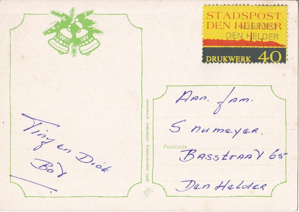 Stadspost Den Helder – Den Helder 02230 – Drukwerk, Postzegels en Munten, Brieven en Enveloppen | Nederland, Verzenden, Overige typen