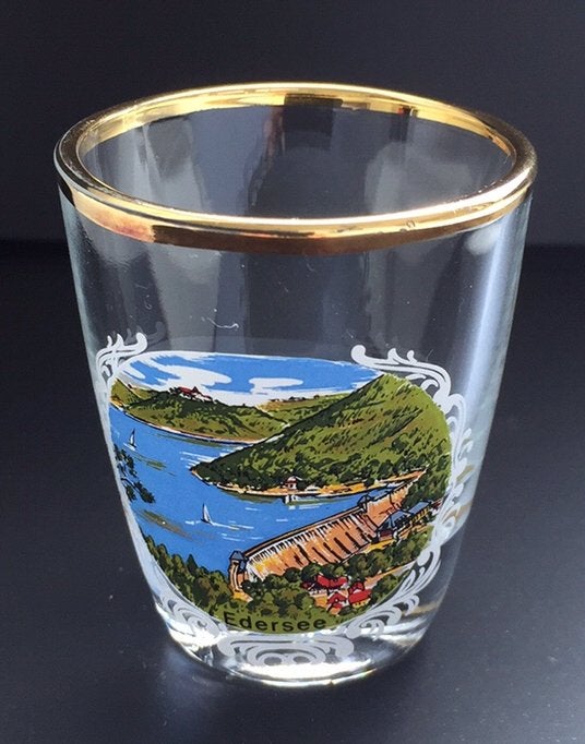 Uniek vintage shot glaasje Edersee, Hessen, Duitsland, Ophalen of Verzenden, Nieuw, Borrel- of Shotglas