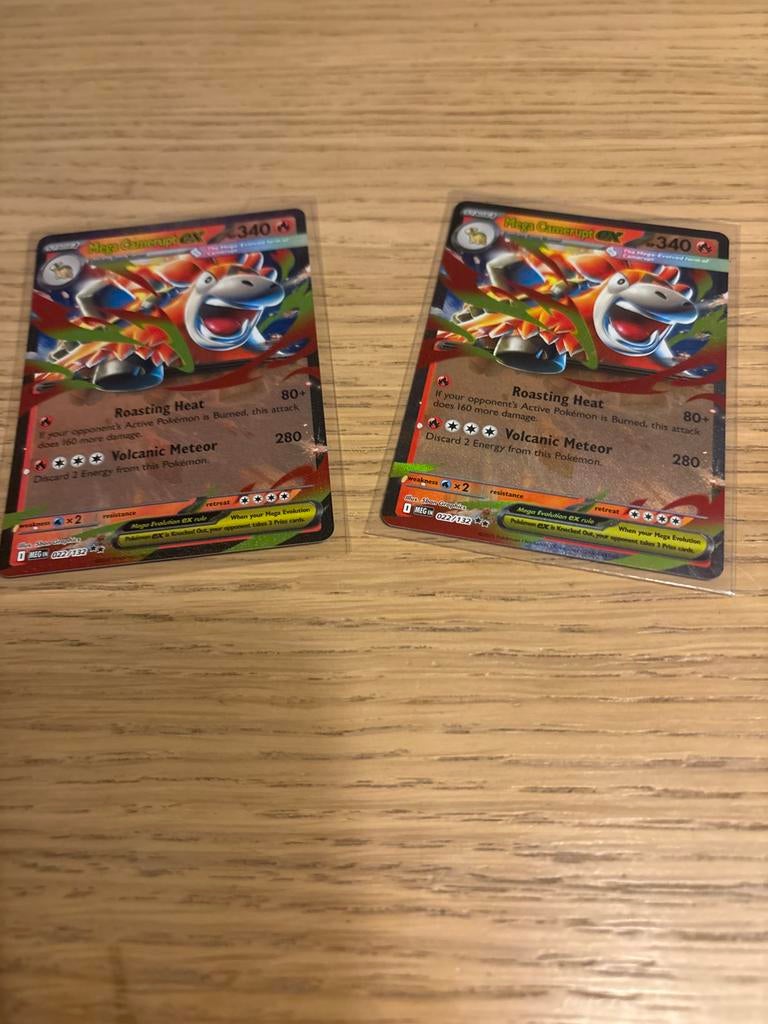2 Mega Camerupt EX Pokémon kaarten - 022/132 Mega Evolution, Ophalen of Verzenden, Zo goed als nieuw, Meerdere kaarten